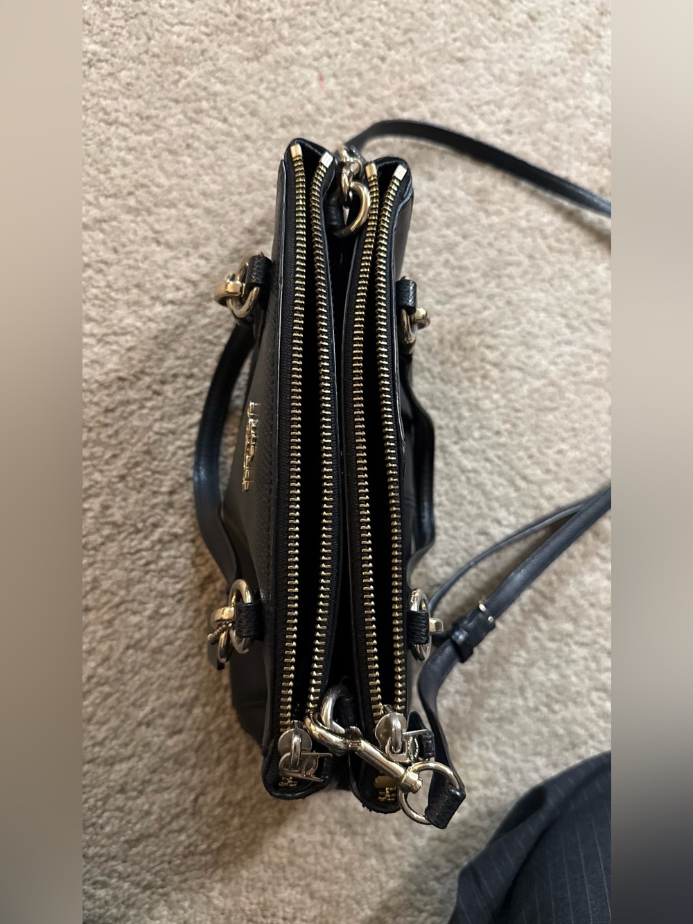 Coach Black Pebbled Leather Shoulder Bag with Gold Hardware - Picture 13 of 14
